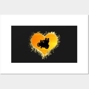 Biker Couple Motorcycle Love Heart 101 Posters and Art